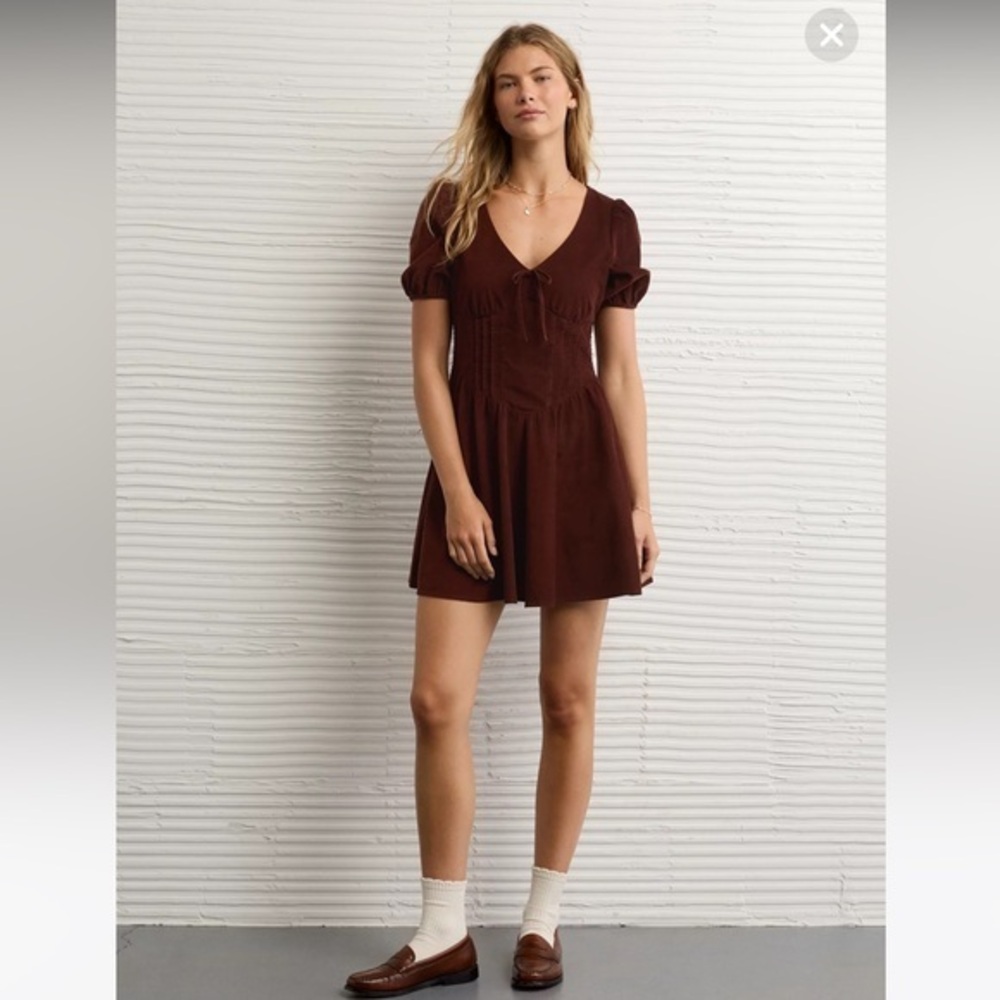 NWT AE V-Neck Corduroy Mini Dress